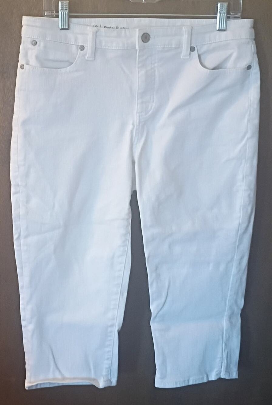 Talbots Women 10 White Denim Jean 5 Pocket Petal Pusher Capri Pants